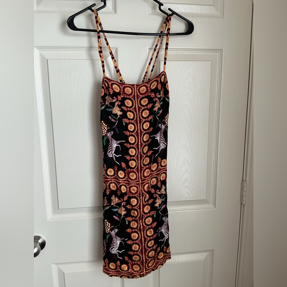 Ecote Black and Orange Floral Mini Dress